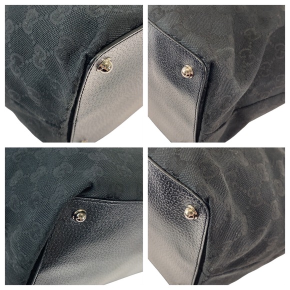 Gucci Gucci Black GG Canvas Leather Tote Bag Canvas Tote Bag 120838 - Picture 4 of 10